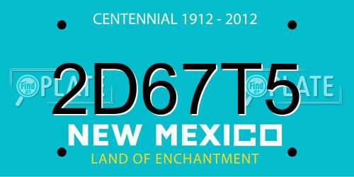 2D67T5 New Mexico License Plate