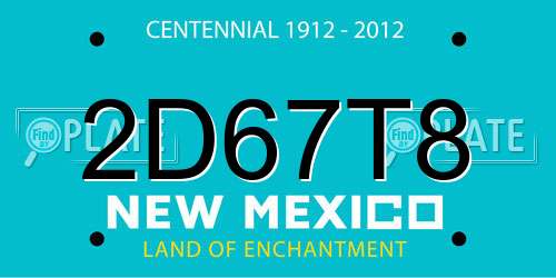 2D67T8 New Mexico License Plate