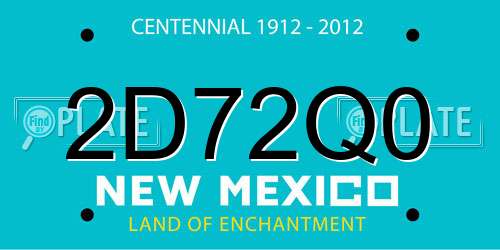 2D72Q0 New Mexico License Plate