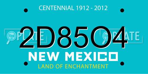 2D85O4 New Mexico License Plate