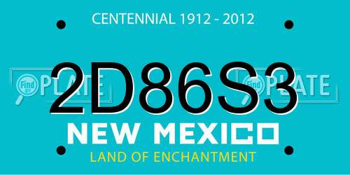 2D86S3 New Mexico License Plate