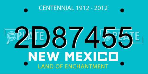 2D87455 New Mexico License Plate