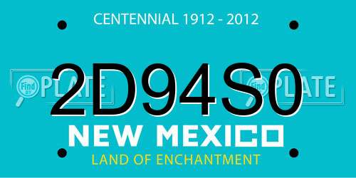 2D94S0 New Mexico License Plate