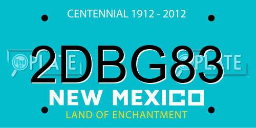 2DBG83 New Mexico License Plate