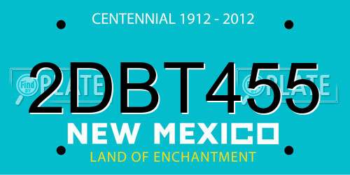 2DBT455 New Mexico License Plate