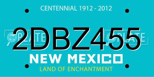 2DBZ455 New Mexico License Plate