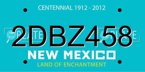 2DBZ458 New Mexico License Plate