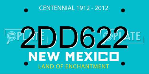 2DD622 New Mexico License Plate