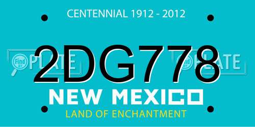 2DG778 New Mexico License Plate
