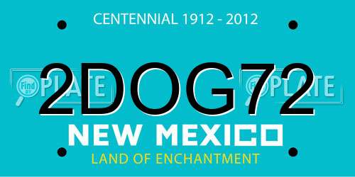 2DOG72 New Mexico License Plate