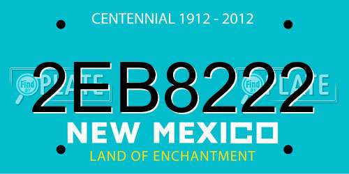 2EB8222 New Mexico License Plate