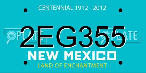 2EG355 New Mexico License Plate
