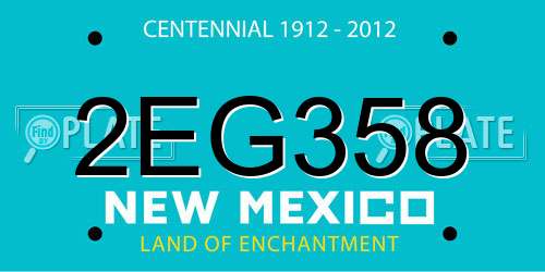 2EG358 New Mexico License Plate