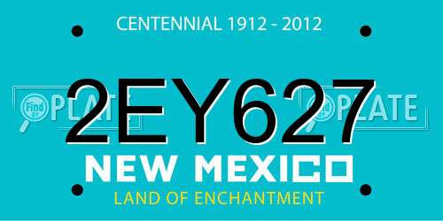 2EY627 New Mexico License Plate