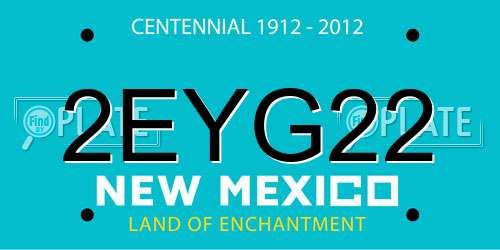 2EYG22 New Mexico License Plate