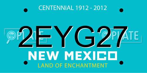 2EYG27 New Mexico License Plate