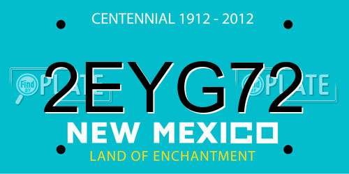 2EYG72 New Mexico License Plate