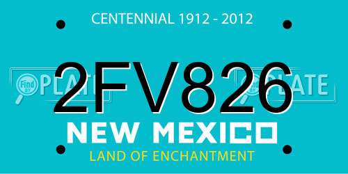 2FV826 New Mexico License Plate
