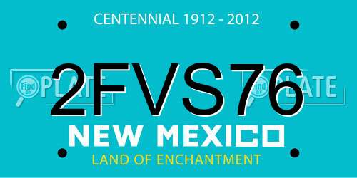 2FVS76 New Mexico License Plate