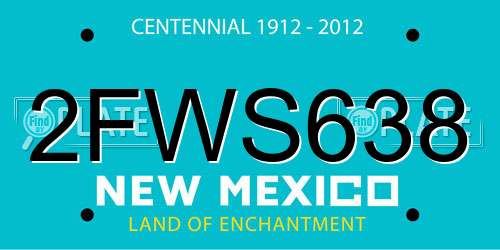 2FWS638 New Mexico License Plate