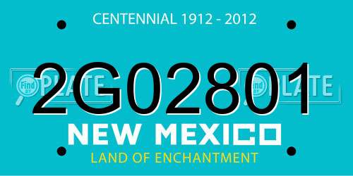 2G02801 New Mexico License Plate