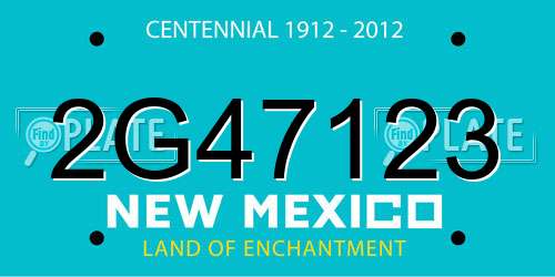 2G47123 New Mexico License Plate