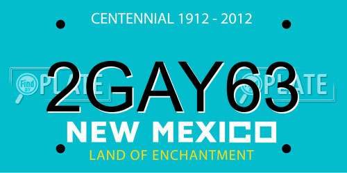 2GAY63 New Mexico License Plate