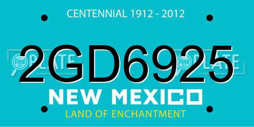 2GD6925 New Mexico License Plate