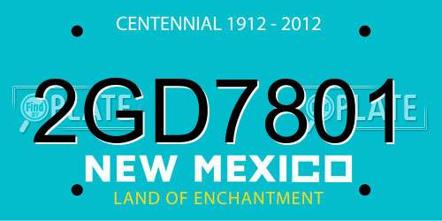 2GD7801 New Mexico License Plate
