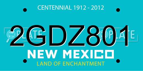 2GDZ801 New Mexico License Plate