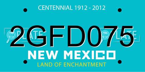 2GFD075 New Mexico License Plate