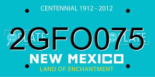 2GFO075 New Mexico License Plate