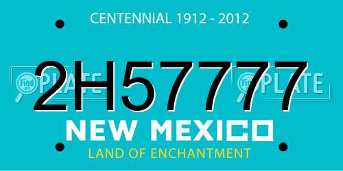 2H57777 New Mexico License Plate