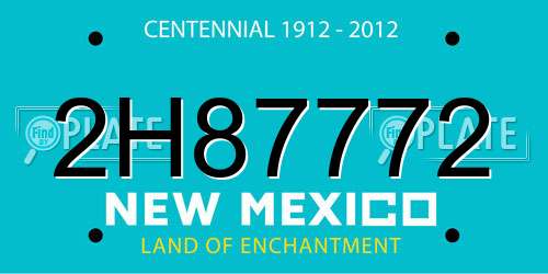 2H87772 New Mexico License Plate