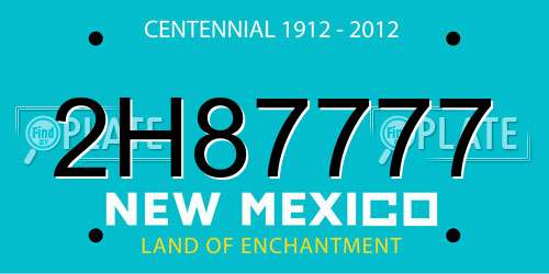 2H87777 New Mexico License Plate