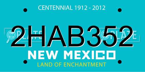 2HAB352 New Mexico License Plate