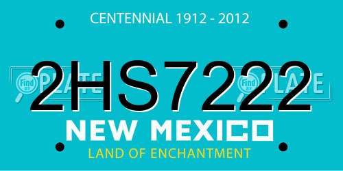 2HS7222 New Mexico License Plate