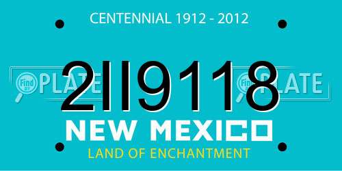 2II9118 New Mexico License Plate