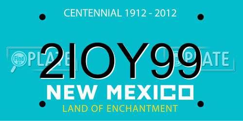 2IOY99 New Mexico License Plate
