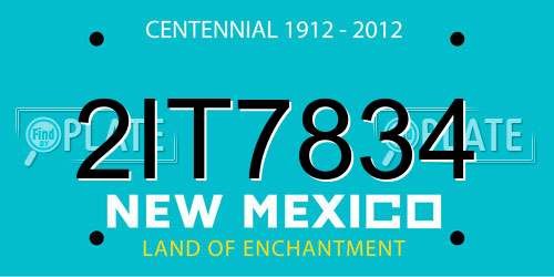 2IT7834 New Mexico License Plate