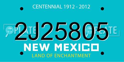 2J25805 New Mexico License Plate