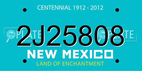 2J25808 New Mexico License Plate