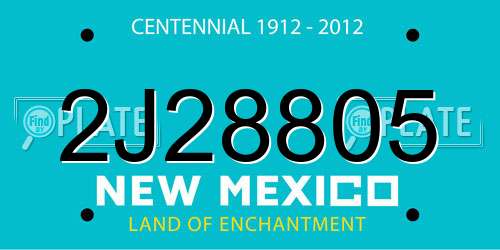 2J28805 New Mexico License Plate