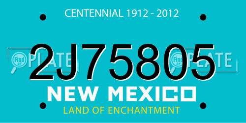 2J75805 New Mexico License Plate