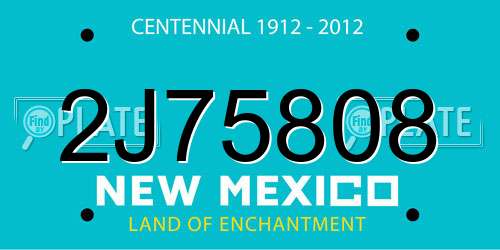 2J75808 New Mexico License Plate