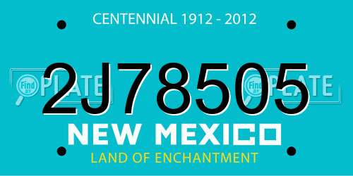 2J78505 New Mexico License Plate