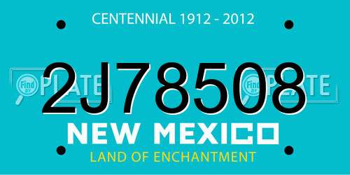 2J78508 New Mexico License Plate