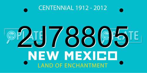 2J78805 New Mexico License Plate