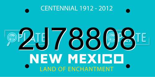 2J78808 New Mexico License Plate