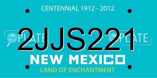 2JJS221 New Mexico License Plate